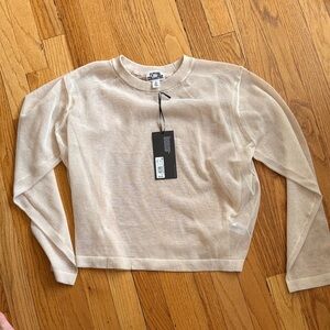 Future Collective  Sheer Beige Long Sleeve Top